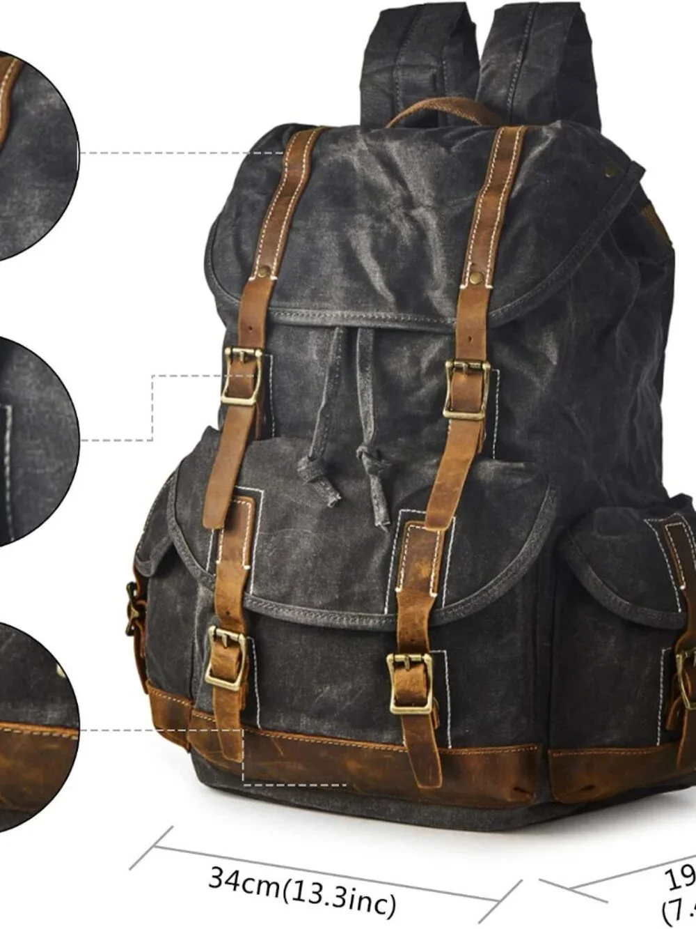 Leathercraft Heavy-Duty Waxed Canvas Rucksack Backpack